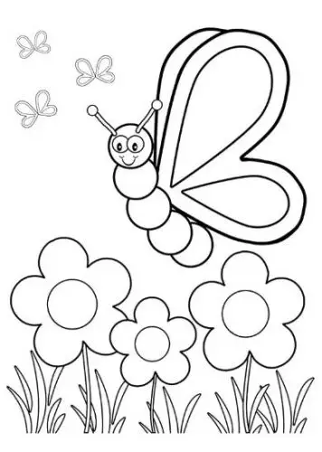 דף צביעה דבורה ופרחים